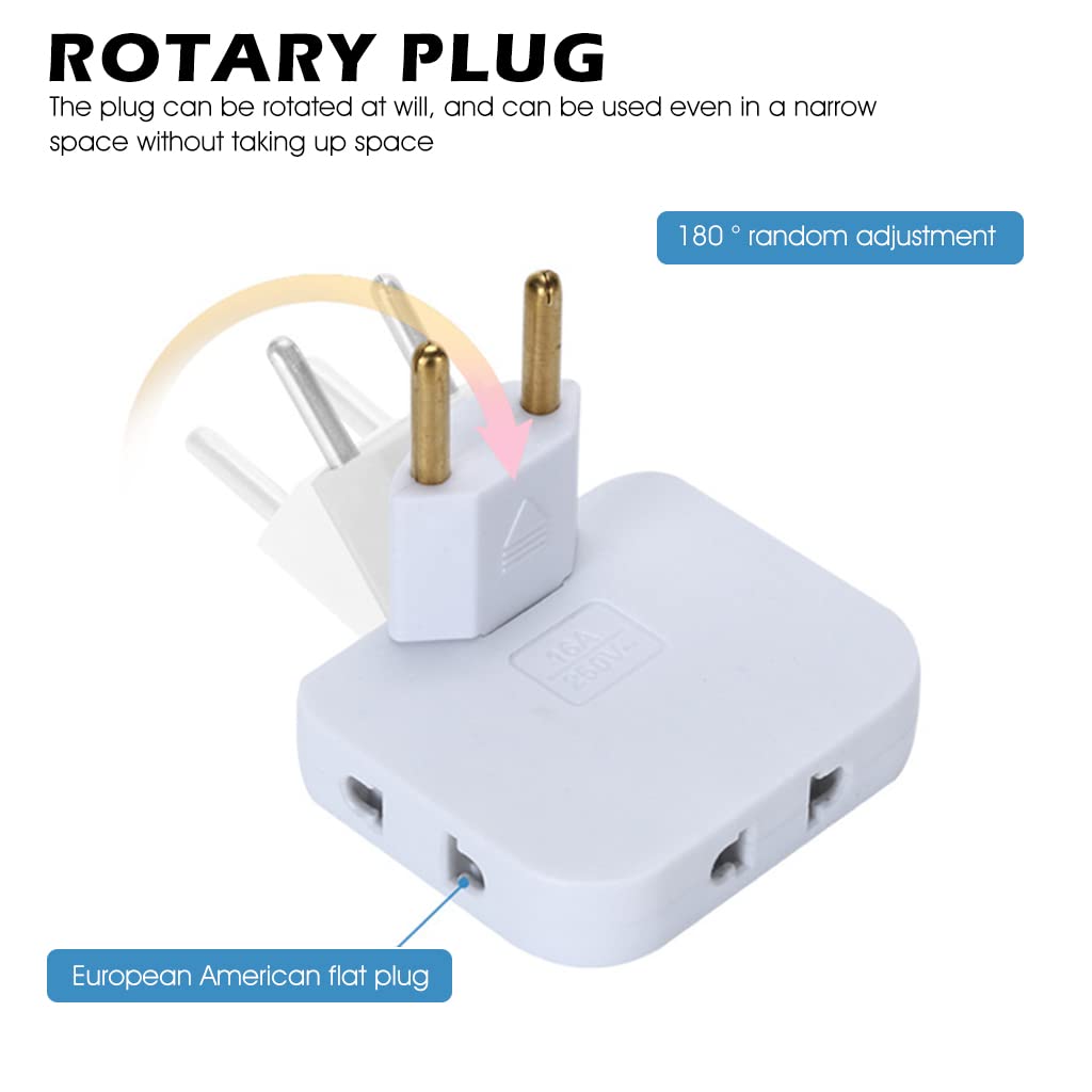 HASTHIP 3 Way Wall Outlet Extender, 2 Prong Plug Adapter, Travel Wall Outlet Extender with 180° Swivel Plug, 3 in 1 Wall Outlet Extender, Plug and Play (2 Pack)
