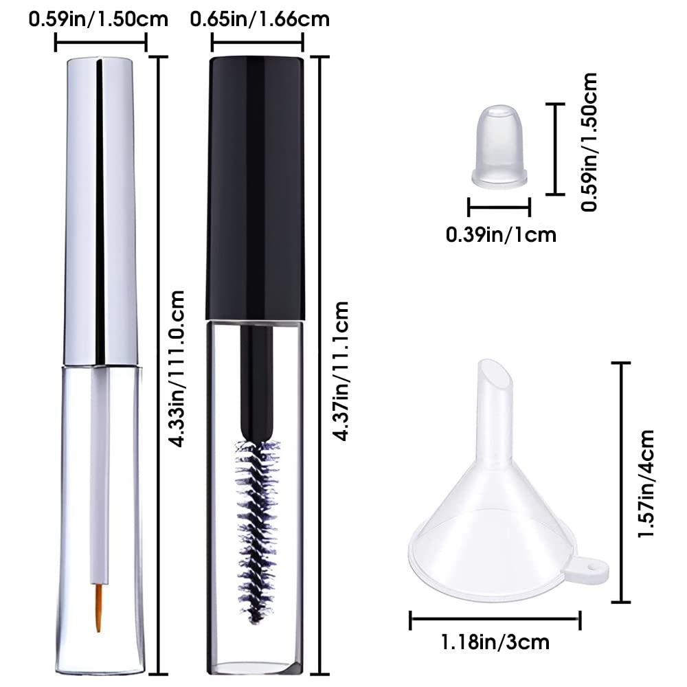 MAYCREATE 10ml Empty Mascara Bottle for Castor Oil Brush Kit Combo with Funnels Mascara Eyeliner For Women Travel (Including 2 Mascara Tubes 4 Funnels 2 Eyeliners)