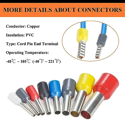 HASTHIP® 3600PCS Electronic Wire Ferrules Kit Assortment Ferrule Copper Crimp Connector Jointer Wiring Cable Insulated Cord Pin End Terminal AWG 23-7
