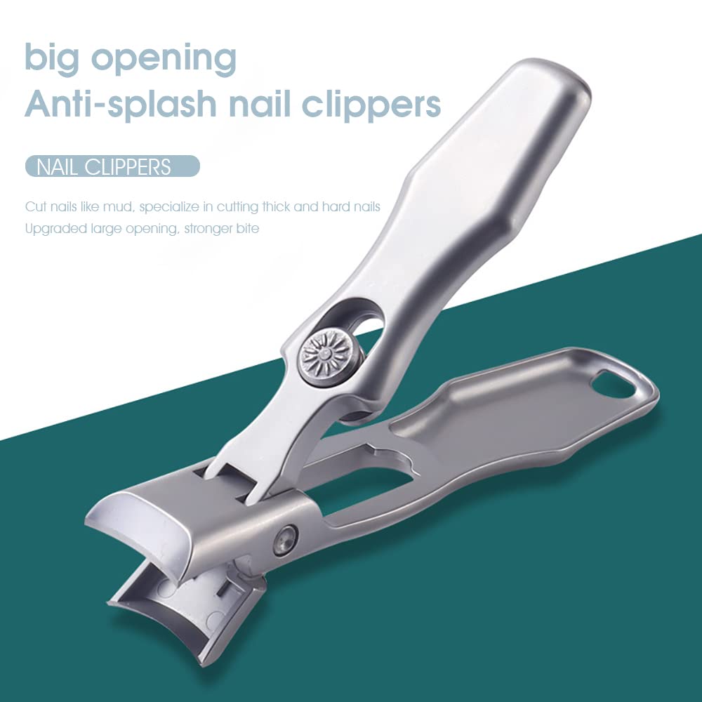 MAYCREATE Nail Clippers For Men Stainless Steel Nail Cutter with Leather Cover Toenail Clippers for Thick Nails, Professional Nail Cutter
