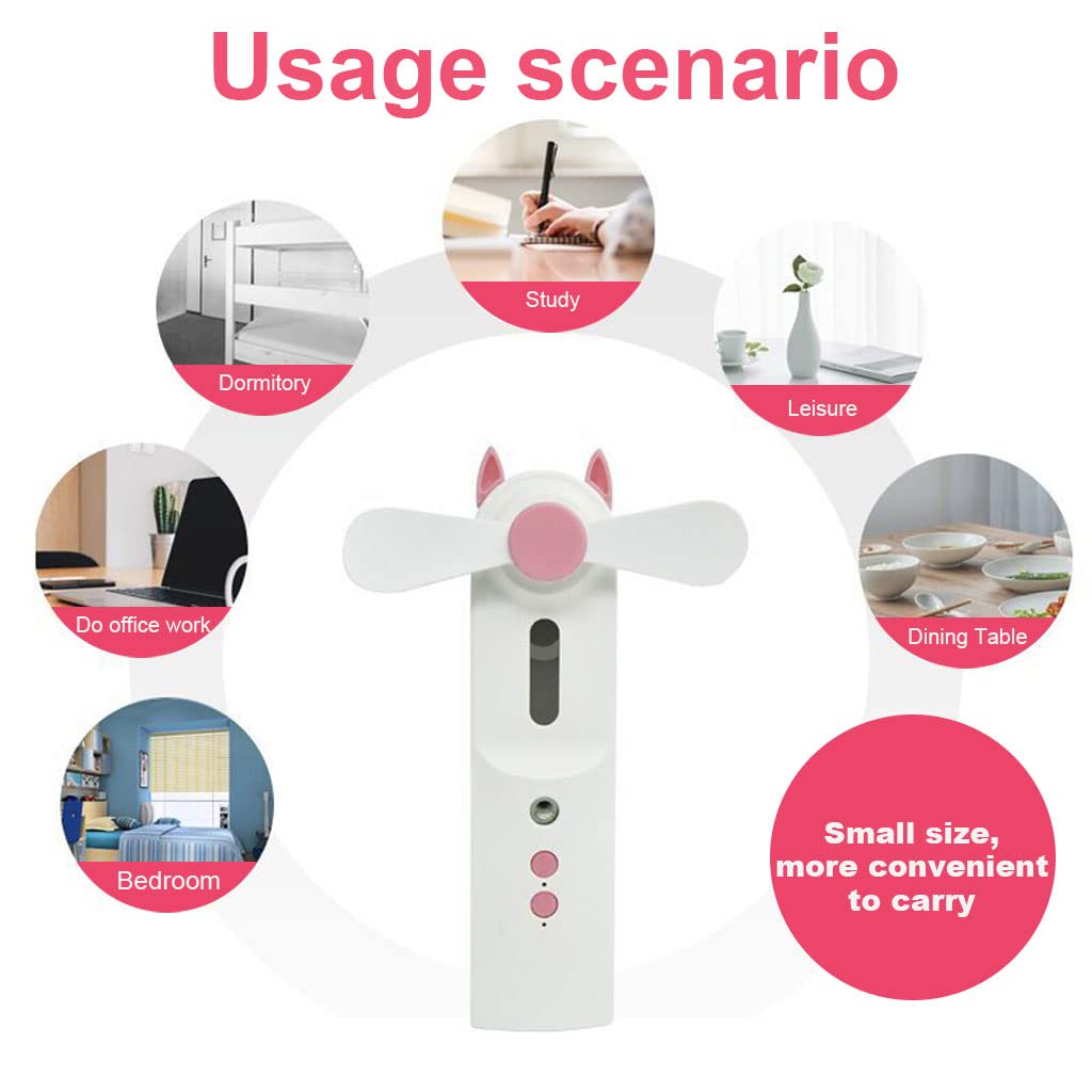 MAYCREATE Mini Facial Nano Mist Spray Mister with USB Fan, 2 in 1 Handheld Face Mist Sprayer for Milk Toner Sanitizer, Portable Skin Moisturizing Sprayer for Travel, Desk, Camping