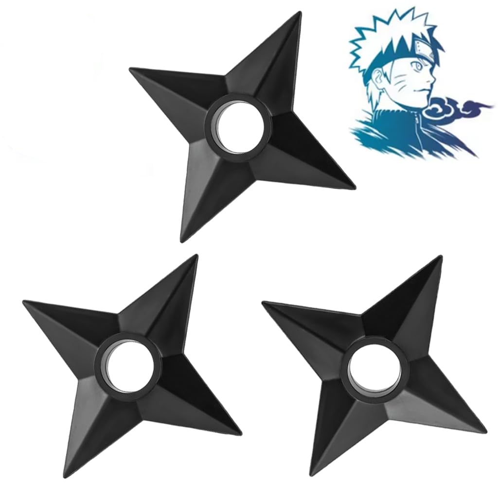 PATPAT 3Pcs Toys Shuriken Ninja 3.5 Inches ABS Cosplay Kunai Safe Plastic Shuriken Samurai Shuriken Anime Martial Art Cosplay Anime Toy Anime Accessories Anime Merchandise