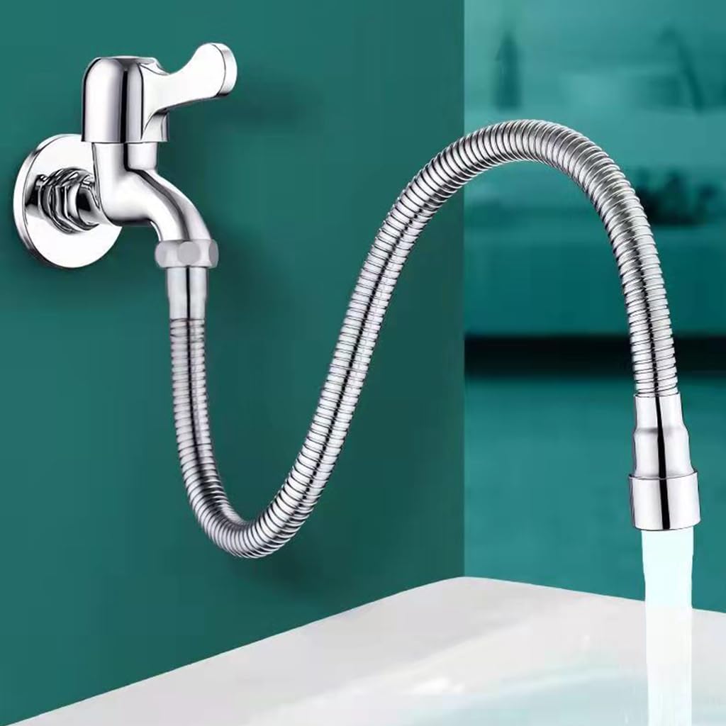 Supvox Faucet Extender 11.8 '' Stainless Steel Faucet Extender Flexible Angle Adjustment 360° Rotating Kitchen Sink Faucet Extender with Adapter Universal Faucet Extender for Kitchen Bathroom