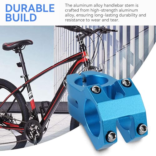 Proberos® Blue Aluminum Alloy Handlebar Stem 31.8mm Clamp Diameter Lightweight Durable for MTB Modification Stylish Design Mountain Bike Stability Performance 3PCS