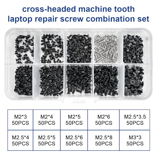 Serplex® 500PCS Phillips Head Screws M2 M2.5 M3 Kit Laptop Repairing Accessories with Box Screwdriver