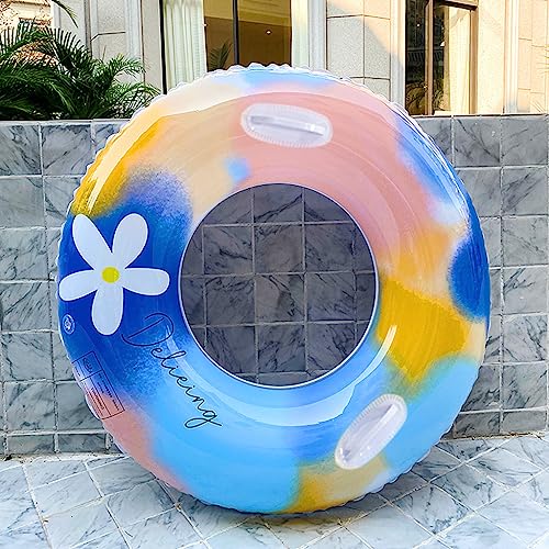 Optifit Inflatable Swimming Ring 75cm Durable Thickened PVC Float with Handles for Adults, Leakproof Water Tube for Pools & Beaches Enjoyable Summer Party Outdoor Water Toy