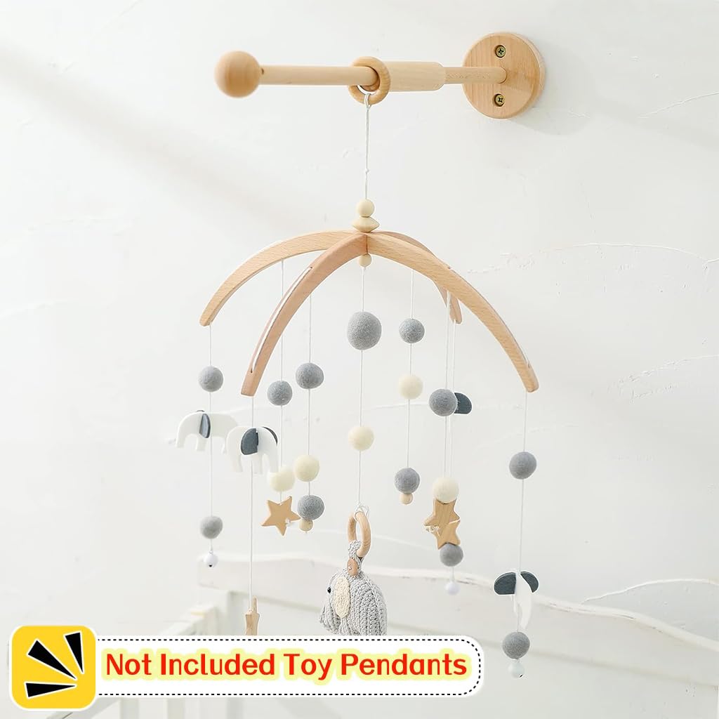 SNOWIE SOFT Wooden Wall Mounted Arm Baby Mobile Hanger Mobile Holder for Crib Hanging Toys for Babies, Crib Mobile Toy Hanger Beech Baby Crib Mobile Arm Cradle Toys Crib Hanger (Not Included Toys)