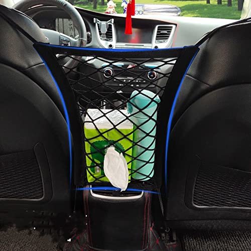 STHIRA 2-Layer Car Mesh Organizer - Seat Back Net Bag, Barrier of Backseat Pet Kids,Cargo Tissue Purse Holder,Driver Storage Netting Pouch,Car Divider