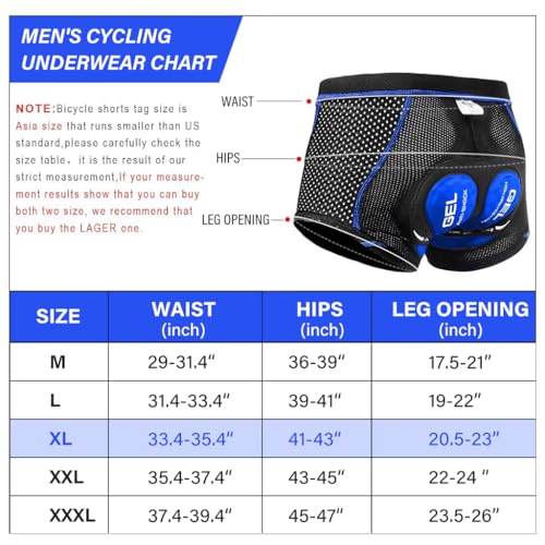 Proberos Men's Cycling Shorts 3D Padded Cycling Pants for Men High Stretchy Sport Pants Breathable Quick Dry Cycling Pants Outdoor Shorts Pants (Size, XL)