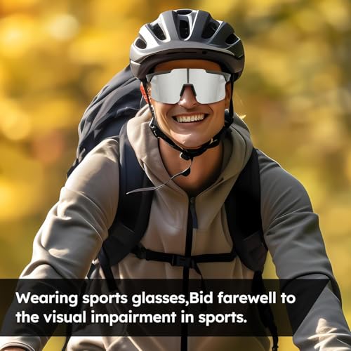 Proberos® Polarized Sports Sunglasses for Men & Women - Windproof Cycling Glasses, UV400 Protection, Lightweight Anti-Glare for Running, Fishing, Baseball, MTB, Volleyball (Black)