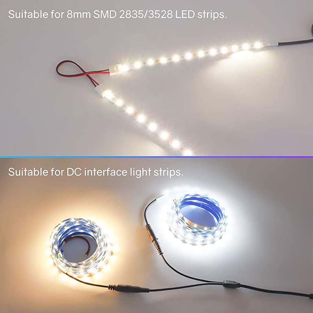 ZORBES LED Strip Connector,2 Pin 8mm LED Connector Kit Include Seamless Connector,6Jumper Connector,DC Female & Male Connector,DC Jack Splitter for 3528 and 5050 LED Strip