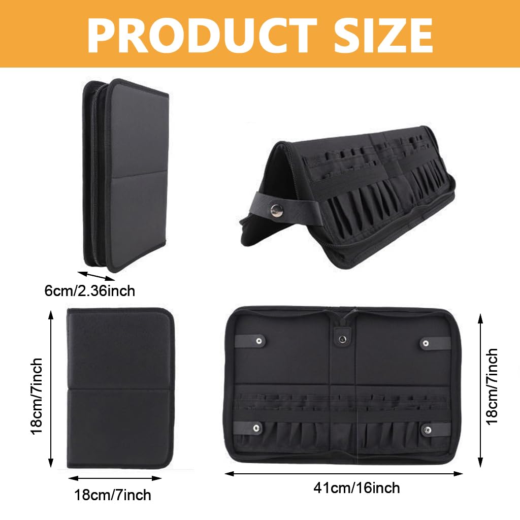 MAYCREATE Makeup Brush Holder Bag Portable Travel Makeup Organizer Bag Foldable Zipper Cosmetic Makeup Brush Pouch Storage Case with 29 Elastic Pockets