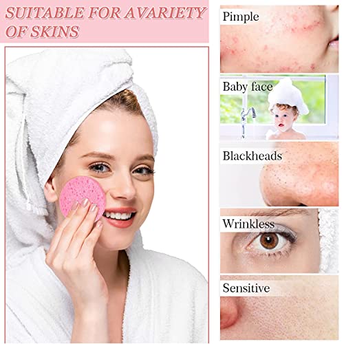 MAYCREATE 50pcs Compressed Facial Sponges for Estheticians, 100% Natural Cosmetic Spa Sponges for Facial Cleansing, Exfoliating Mask