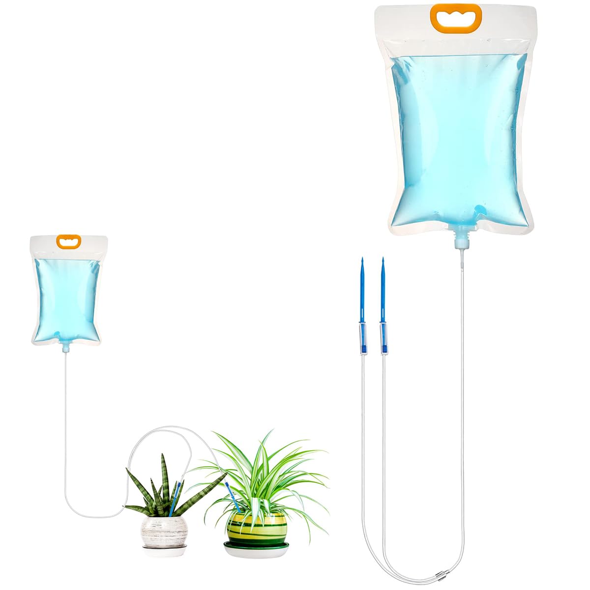 HASTHIP Drip Irrigation Device for Plants 3.5 L Slow Drip Irrigation Water Bag with 2 Dripping Outlets, Adjustable Flow Watering System Easy Auto Watering System Reusable Slow Irrigation Device