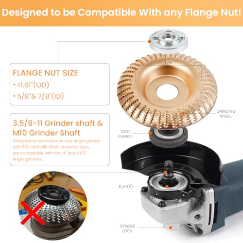 Serplex® 15PCS Angle Grinder Wood Carving Disc Set 4 and 4 1/2 Attachments with 5/8 inch Arbor Stump Tool Grinding Wheel Shaping for Cutting