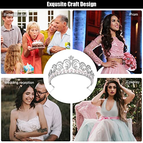 PALAY Crown for Women Queen Rhinestone Pearls Crown Crystal Princess Crown Tiara Parties Crown for Ladies Girls Bride Hair Accessories Tiara