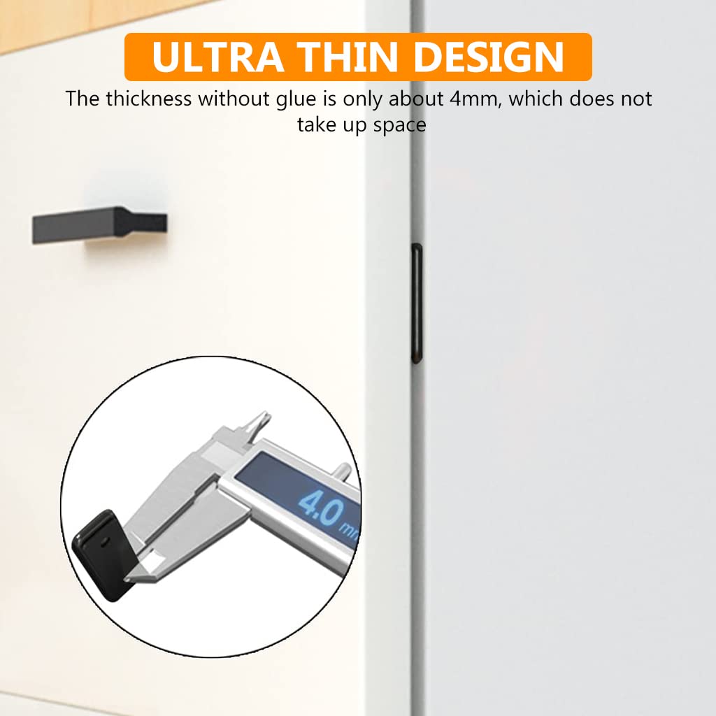 HASTHIP 4 Pack Magnetic Door Catch, Ultra Thin Cabinet Door Magnets with Strong Adhesive Sticker & Screws, Magnetic Door Stopper Safety Latches for Kitchen Cupboard Closet, Black