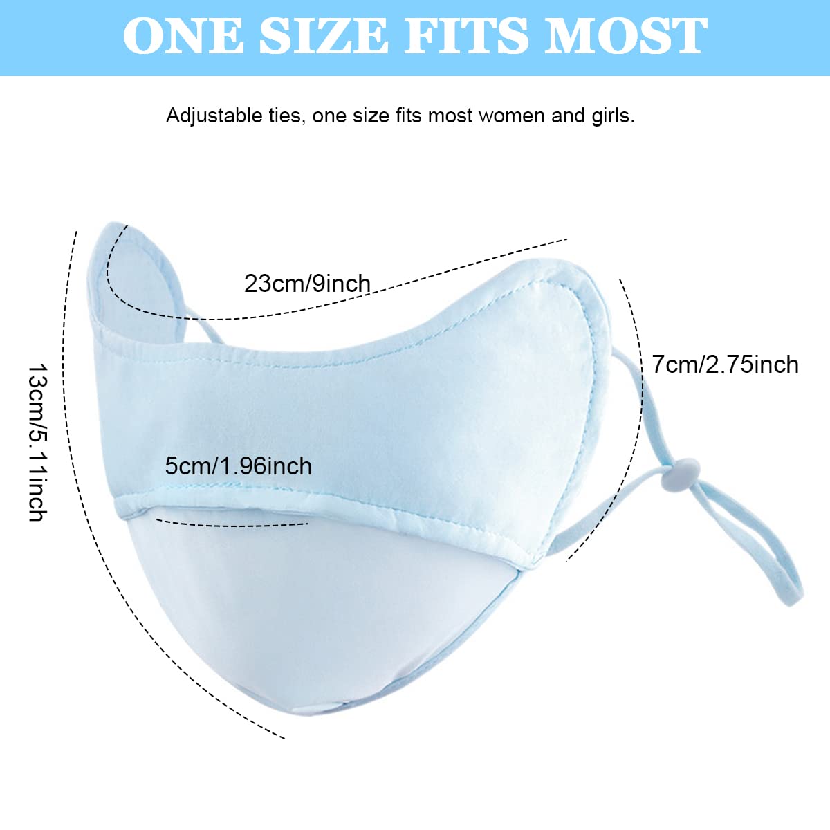 PALAY Sun Protection Mask Face Cover for Women, Fashion Cooling UV Mask Face Mask with Adjustable Ties, for Outdoor Sport Cycling Golfing - Washable, Reusable (Blue)