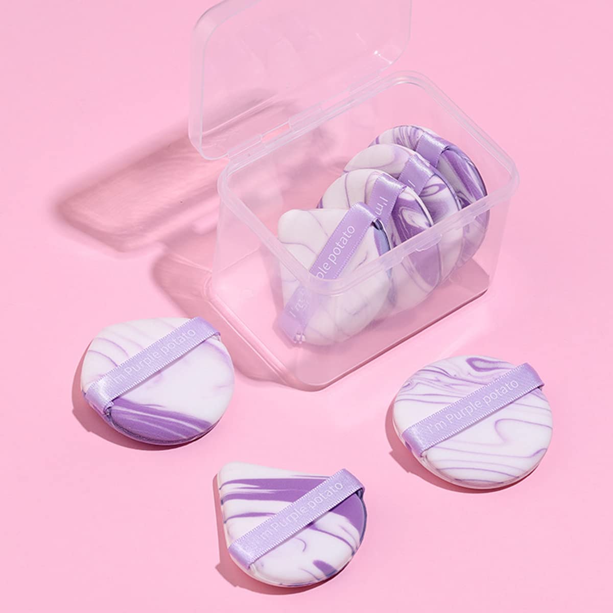 MAYCREATE Triangle Powder Puff 7Pcs Set, Makeup Sponges Puff Latex-free Mini Air Cushion Pads for Liquid Foundation, Cream, Powder, Concealer - Wet & Dry Dual Use