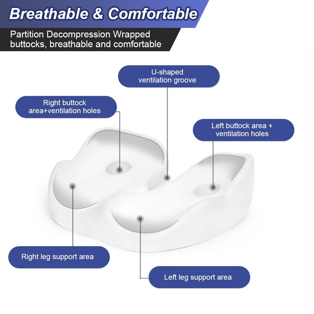 HANNEA Orthopedic Seat Cushion Memory Foam Elevated Seat Cushion Adjustable Seat Cushion for Chair Pain Relief Seat Cushion for Lower Back Pain, Sciatica, Herniated Discs, Hemorrhoid, All Season Use