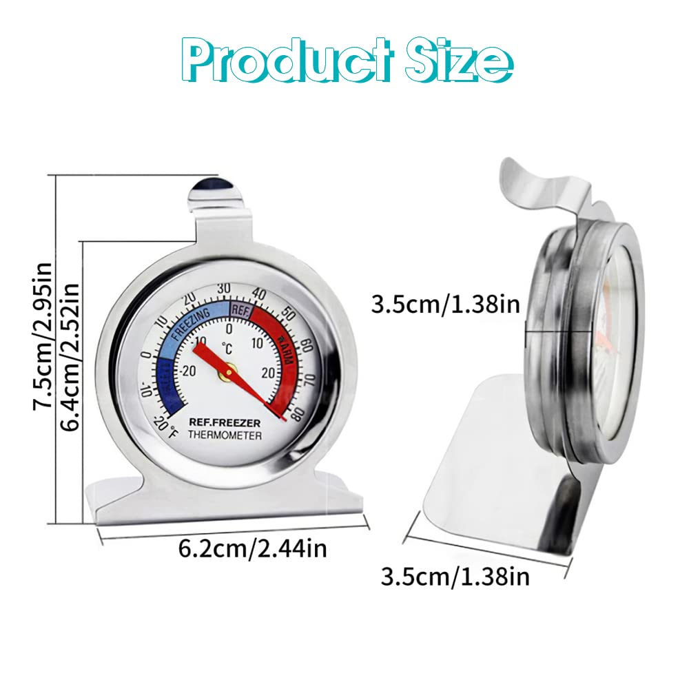 HASTHIP Refrigerator Thermometer, Stainless Steel Refrigerator/Freezer Monitoring Thermometer, 30~30°C/-20~80°F, Fridge Thermometer Dial (1Pcs)