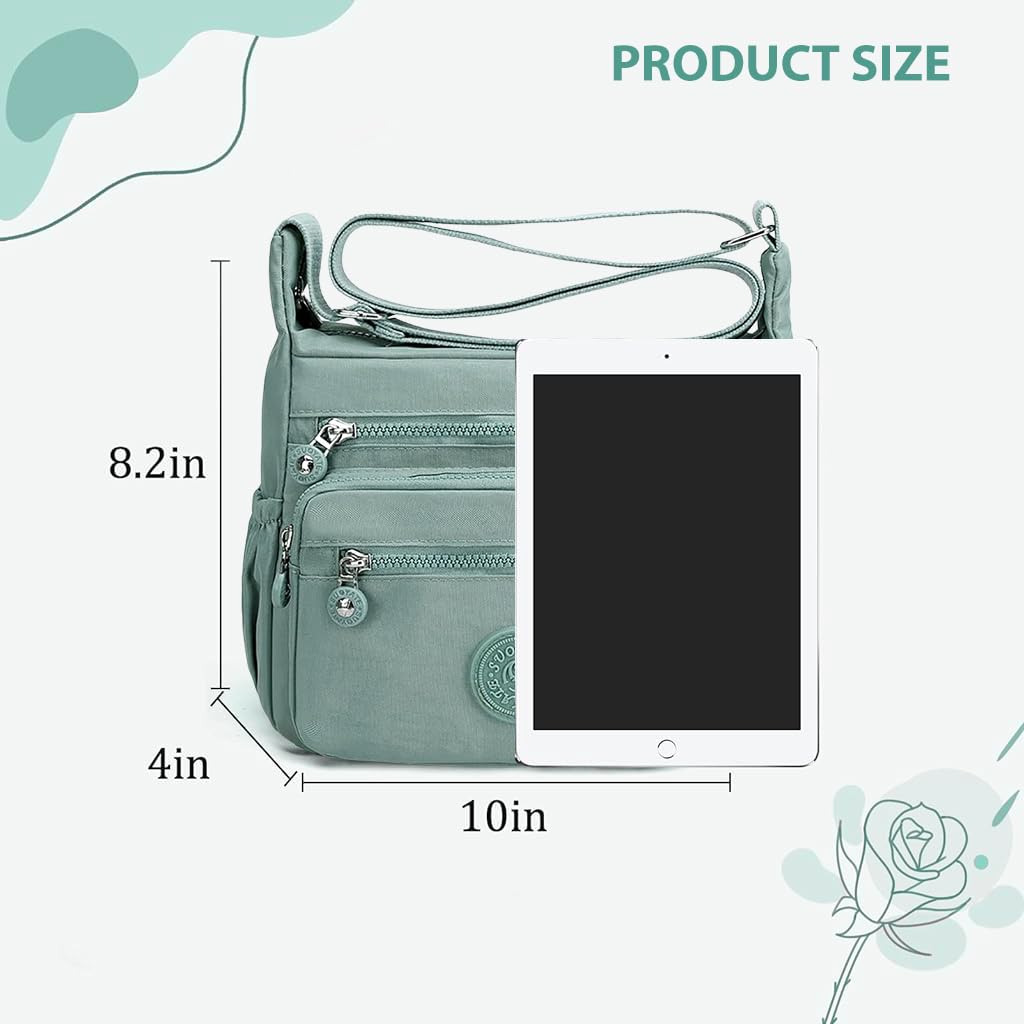 PALAY Women Crossbody Bag Waterproof Nylon Multi-layer Crossbody Bag Casual Satchel Bag Shoulder Bag Messenger Bag Travel Crossbody Bag Day Pack