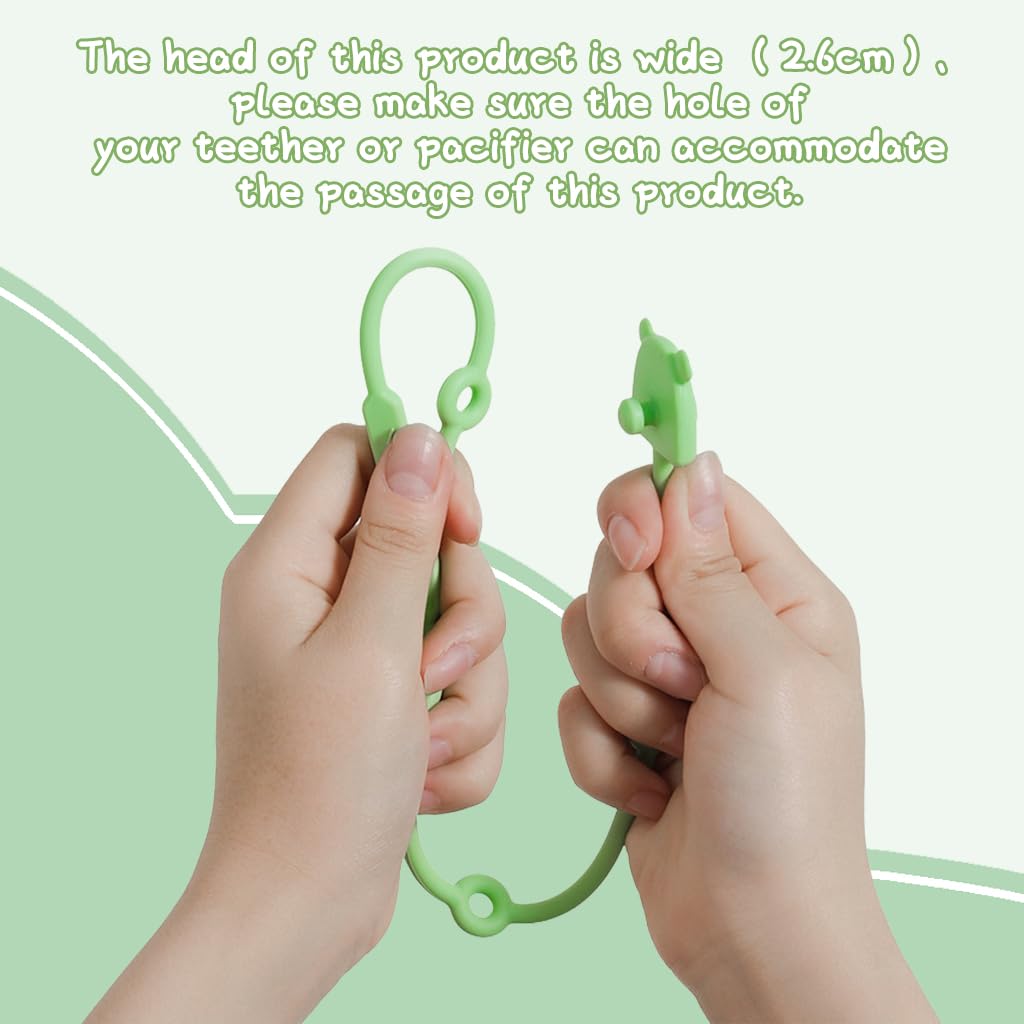 SNOWIE SOFT 4Pcs Baby Pacifier Anti-Lost Straps, Easy Tie-Up Food Grade Silicone Safe Pacifier Straps Pacifier Ties on High Chair, Stroller Kawaii Cute Bear Baby Pacifier Straps Pacifier Ties