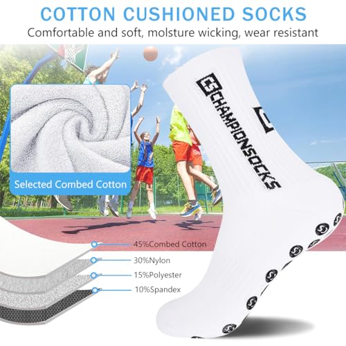 Proberos® Anti-Slip Football Grip Socks Soccer Non Slip Rubber Thicken for Men Badminton Running Gym Indoor Training 3 PCS