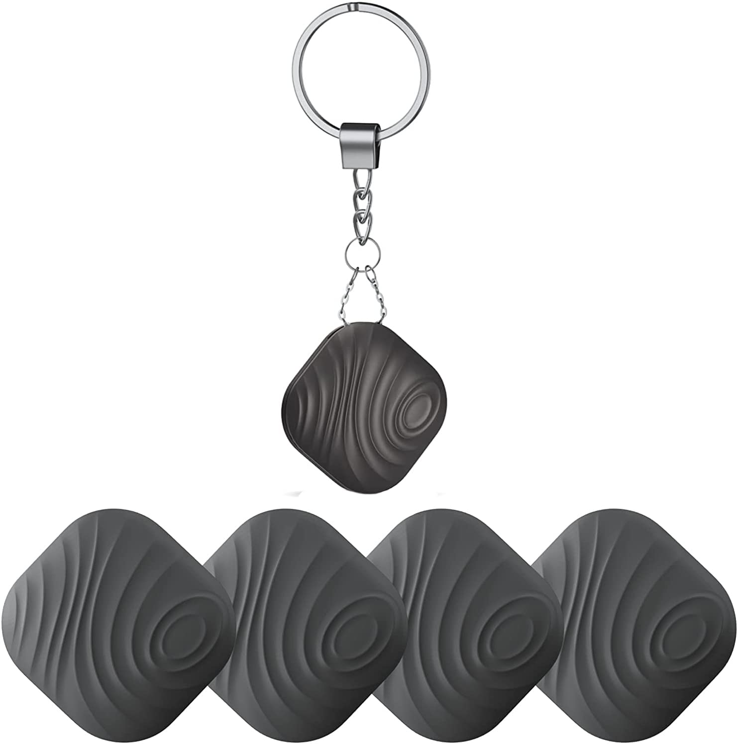 HASTHIP Key finder, Bluetooth 5.0 98ft Large Range Luggage Tracker with Silicone Loop, Anti Lost Bluetooth Key Finder Device Location Tracker with Alarm for Keys, Wallets, Luggage, Pets and More
