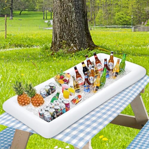 Proberos® Inflatable Ice Pool for Party Liquor Serving Buffet Bar with Drain Plug BBQ Picnic Supplies Salad Food Drinks Tray 53x25.6 inches 2PCS