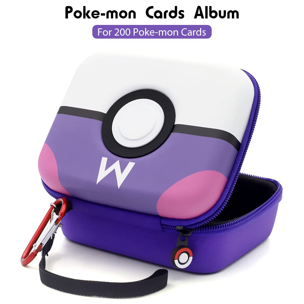 PATPAT Poke-mon Binder, Poke-mon Cards Holder for 200 Trading Cards Cartoon Prints Zipper Bag Trading Cards Binder Trading Cards Album Organizer Bag Game Cards Case Xmas Gifts for Kids Boys Girls Mew