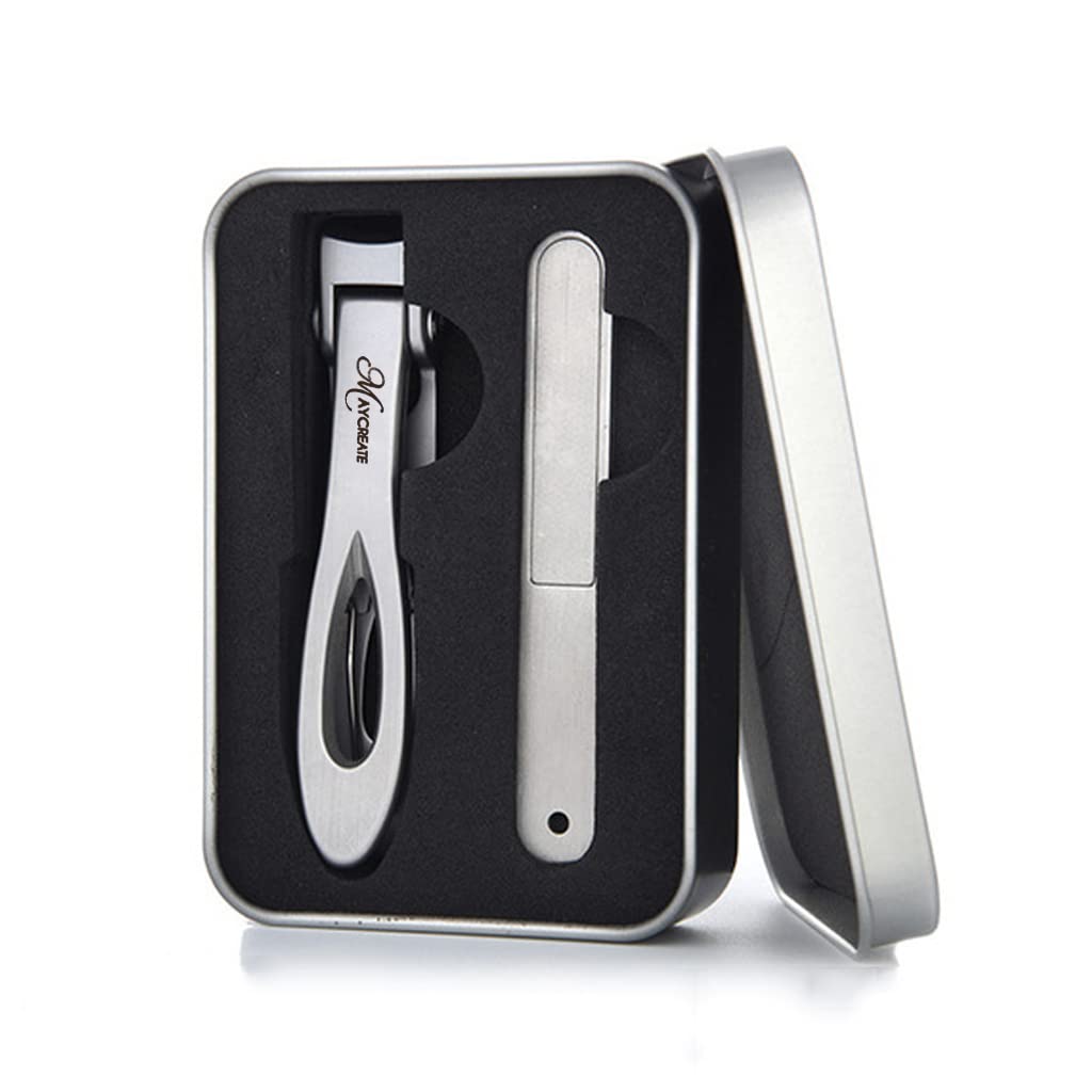 HASTHIP Stainless Steel Nail Cutter with Clippers,Trimmer,Toe nail Cutting,Fingernail with Wide Opening Sharp Jaws,Toenail Clippers for Thick Nails with Nail File for Men