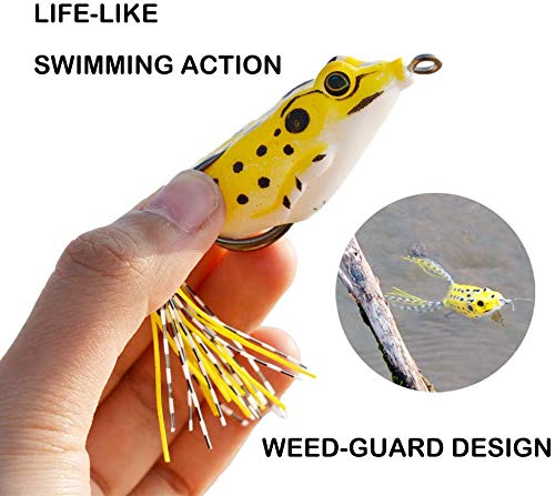 ELEPHANTBOAT isa fish top water frog lure kit set (Plastic,Multi color) - pack of 5 pieces