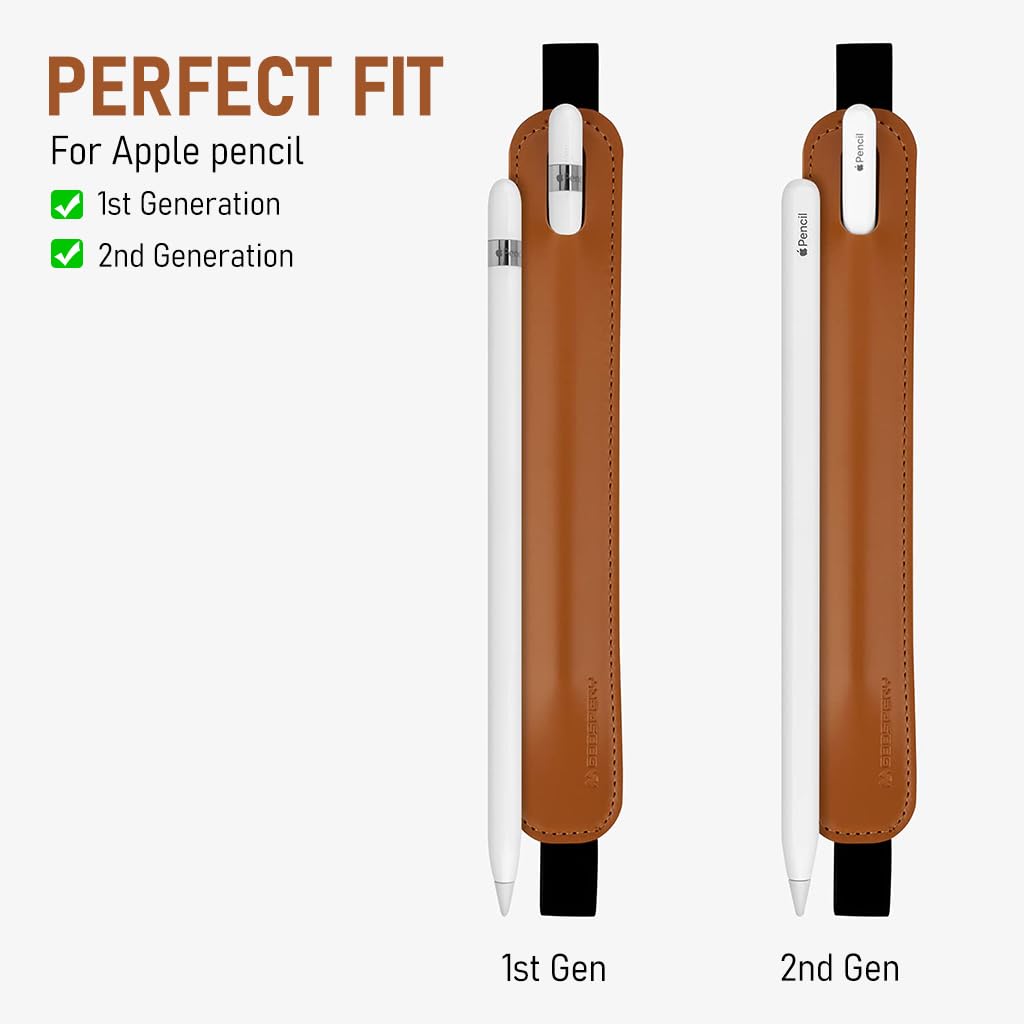 ZORBES For Apple Pencil Cover, For Apple Pencil Case Compatible 1st & 2nd Generation, For Apple Pencil Holder PU Leather Pouch Pencil Sleeve, Elastic Band Fit iPad 8th 7th Mini 5th/Notebook/Tablets