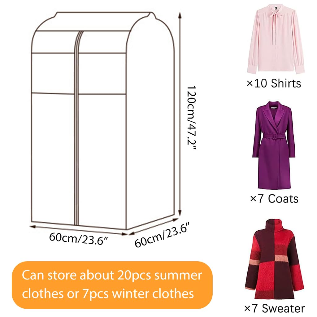 HASTHIP Large Wardrobe Garment Cover 47.2 inches Dust Cover for Clothing Wardrobe Transparent Zipping Garment Cover Hanging Clothes Cover Bottom Enclosed Clothes Protector for Wardrobe