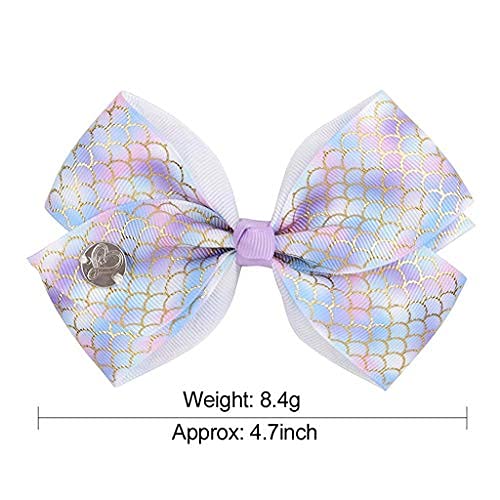 GUSTAVE Colour-3 6Pcs Unicorn Grosgrain Ribbon Hair Barrettes Bows Alligator Clips & Accessories For Girls