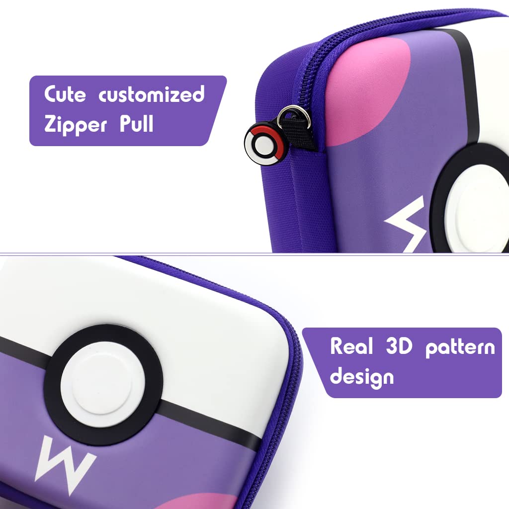 PATPAT Poke-mon Binder, Poke-mon Cards Holder for 200 Trading Cards Cartoon Prints Zipper Bag Trading Cards Binder Trading Cards Album Organizer Bag Game Cards Case Xmas Gifts for Kids Boys Girls Mew