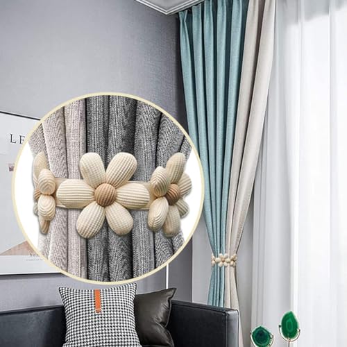 HASTHIP® Curtain TieBacks, 2 Pack Pearl Modern Decorative Holdbacks Holder with Elastic Cord Drapes Clips Buckle for Thin or Thick 2PCS