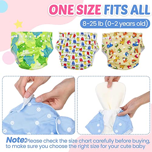 SNOWIE SOFT Adjustable Cloth Diapers 0-3Yrs Pack of 3 with 6 Bamboo Inserts, Waterproof Reusable Diaper Covers, Breathable Eco-Friendly Nappies for Infants to Toddlers