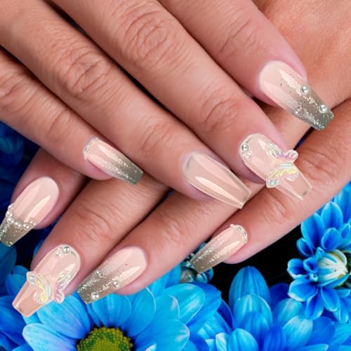 MAYCREATE 30 Sheets 3D Nail Art Sticker Self-Adhesive, Nail Art Glitter Flakes Butterfly Heart Design Nail Decals Stickers Flower Slices, Nair Charms for Women DIY Nail Art Salon Accessories