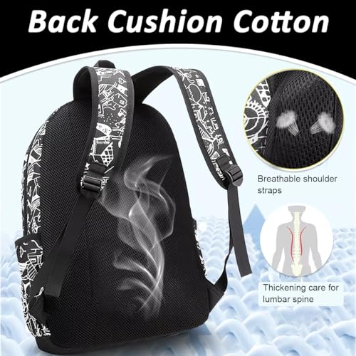 GUSTAVE Travel Backpack 16'' Casual Backpack Nylon Backpack School Students Backpack Lightweight Fashion Graffiti Print Black Backpack Outdoor Travel Backpack Laptop Backpack