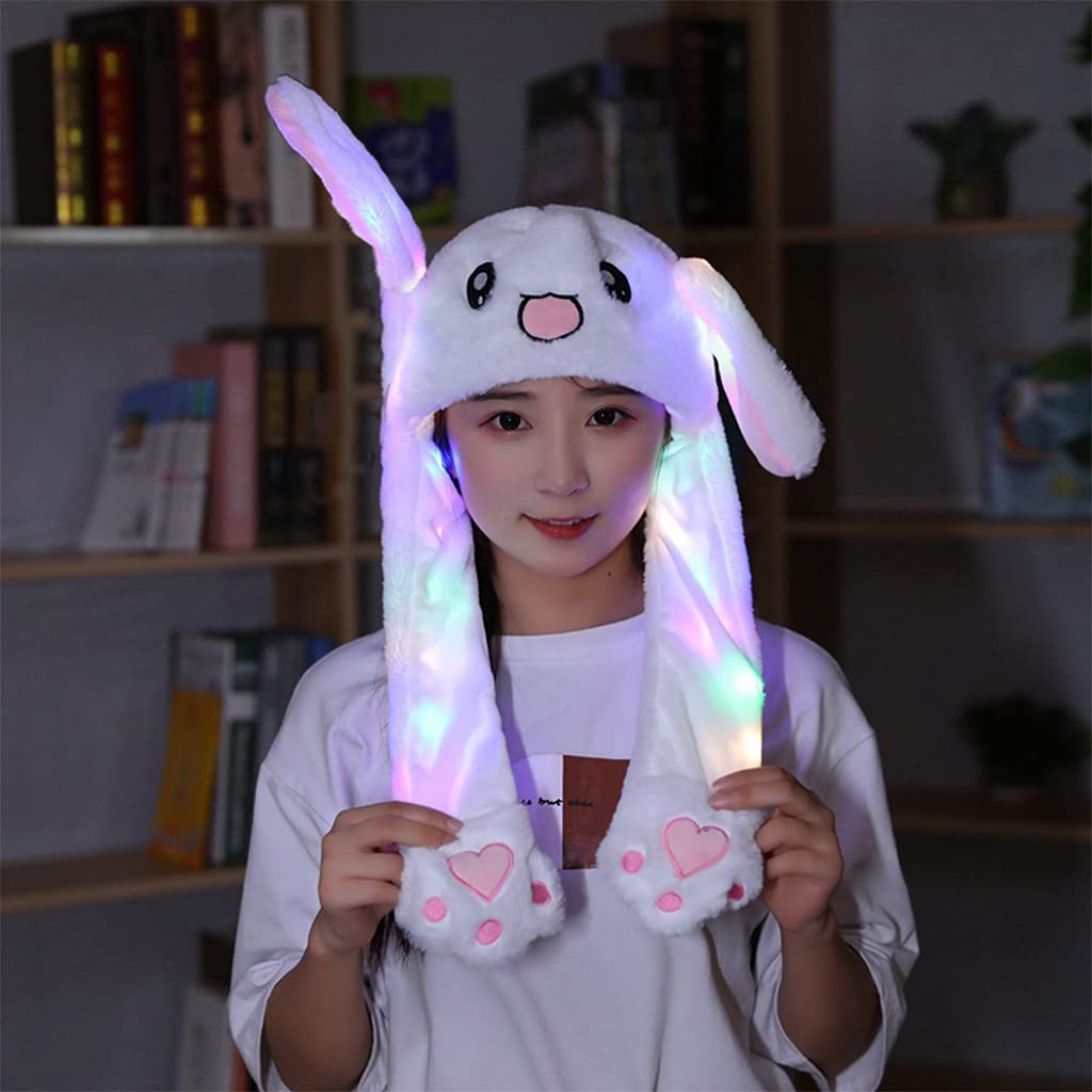 PATPAT Glowing Cute Plush Bunny Cap, Rabbit Hat with Moving Ear Bunny Hat Cap for Kids,Birthday Gift