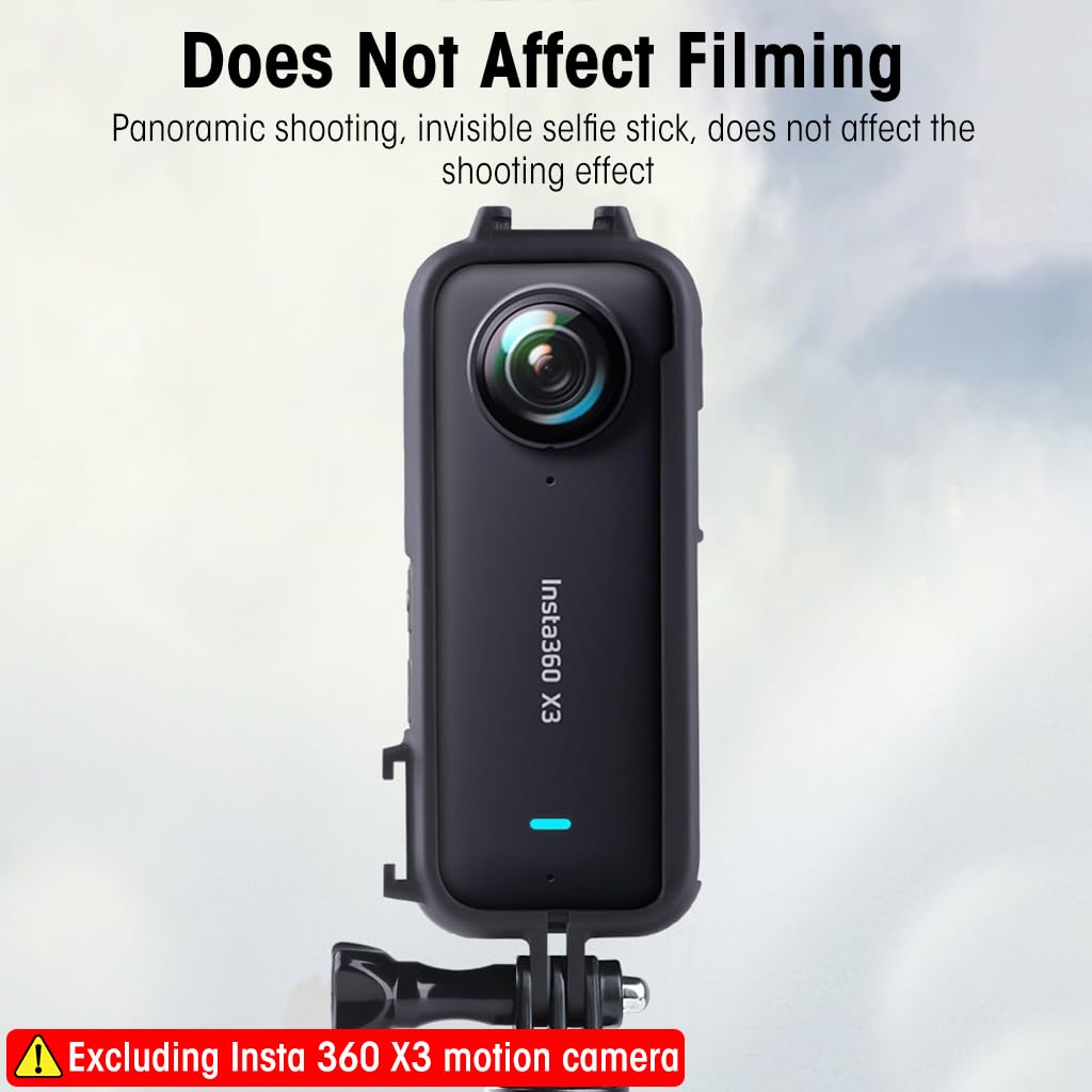 ZORBES Frame Case for Insta360 One X3 Anti-Scratch Plastic Housing for Insta360 One X3 Protective Frame Case with Cold Shoe Interface Insta360 One X3 Accessories, No Insta360 One X3