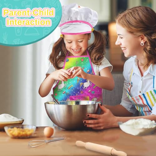 SNOWIE SOFT Kids Baking Supplies Set Little Chef Dress Up Unicorn Apron Cooking Set DIY Cookies Cutter Mold Set with Egg Whisk, Dough Rolling Pins, Cup Kids Cooking Set for Christmas, Party