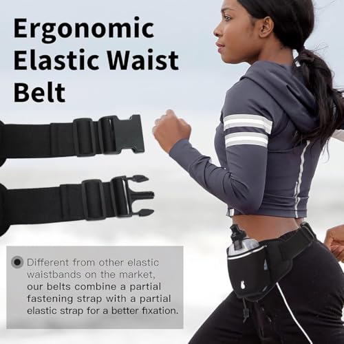 Proberos® Running Belt with Dual Water Bottles Adjustable Hydration Waist Pack for Cycling Fanny Fits 7 inches Phones Bag Hiking Climbing 2PCS
