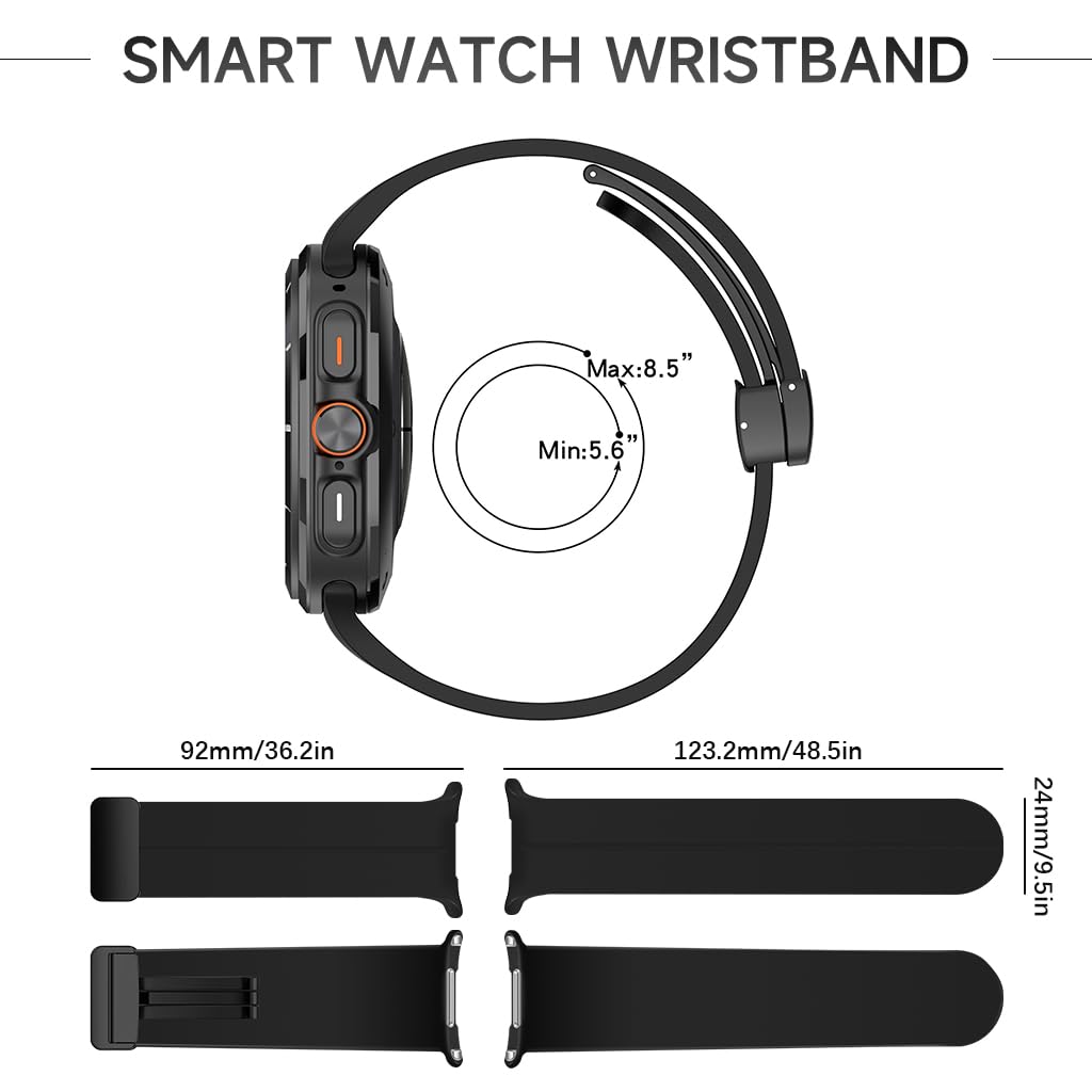 ZORBES Smart Watch Wrist Band for Samsung Galaxy Watch Ultra 47mm (2024) Adjustable Magnetic Closure Buckle Design Waterproof Silicone Watch Wrist Band for Galaxy Watch Ultra 47mm