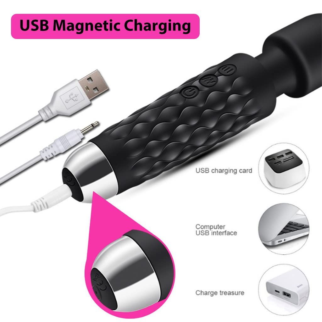 ZIBUYU Body Massager for Women, Men with 8 Powerful Speeds and 20 Vibrating Patterns, Waterproof Wireless Handheld Massager for Pain Relief, Flexible Head for Back Neck Shoulder Massage