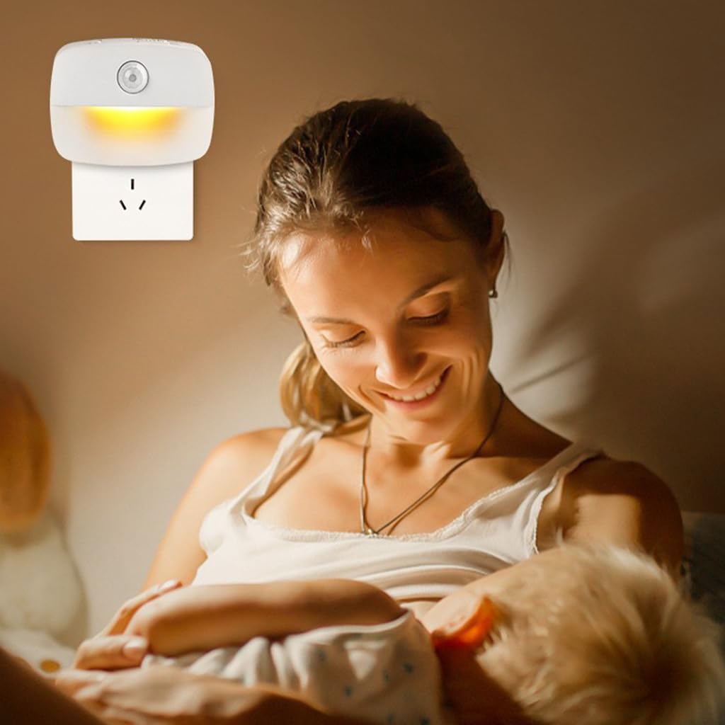 ELEPHANTBOAT® LED Night Light 3-Color Motion Sensor Smart Night Lights Multi Modes LED Night Light Wardrobe Light Stair Light Cabint Light Plug and Go Motion Sensor Lights for Bedroom, Kitchen, Entry