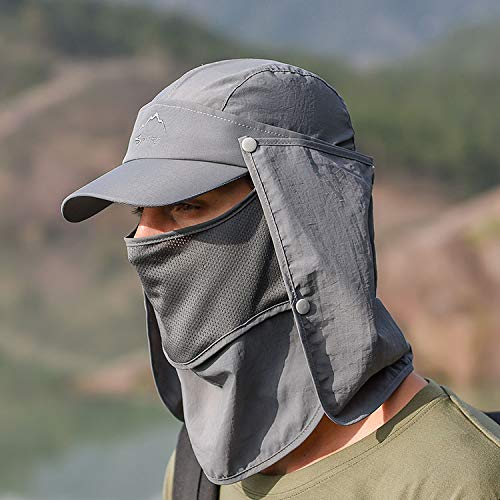 GUSTAVE Mens Sun Hat Wide Brim Summer Sun Cap UV Protection Fishsing Hat Foldable Bucket Hat Outdoor (Deep Grey)