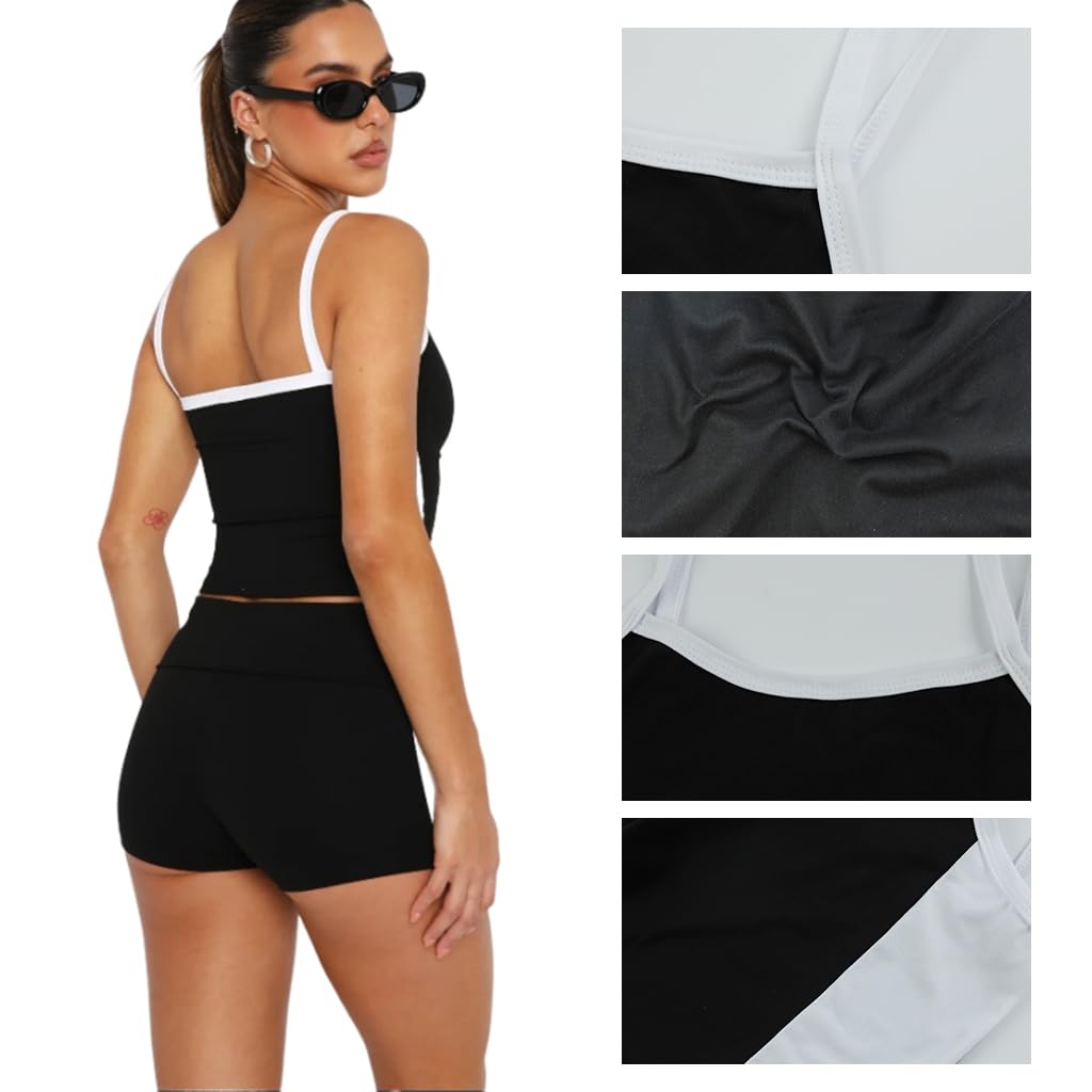 PALAY Women Tank Top Fashion Black Tanktop Close-fitting Tanktop, M